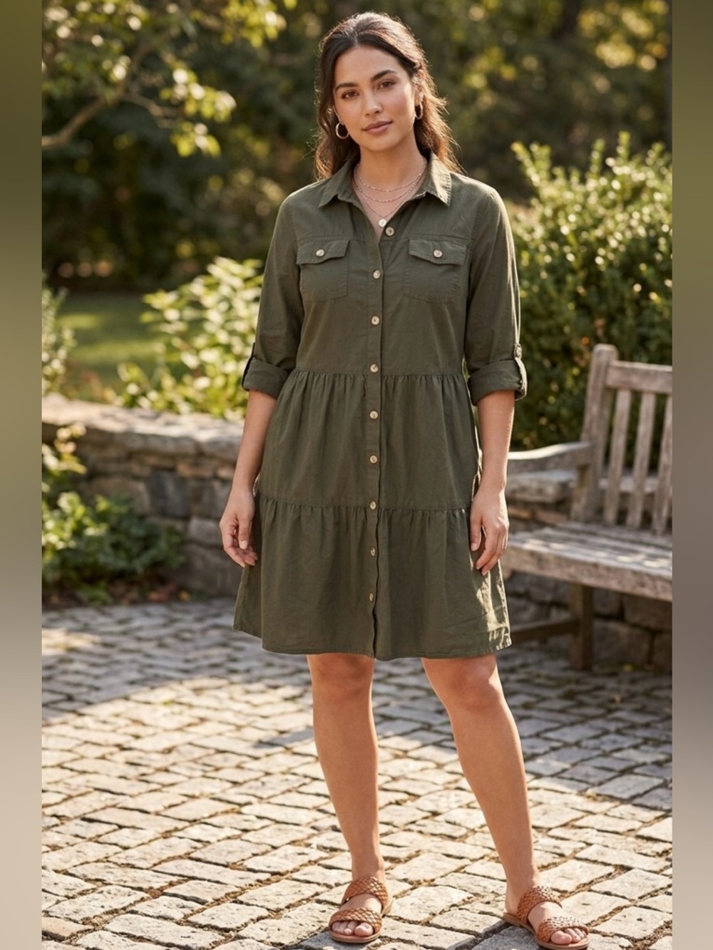 Millenium roll tab sleeves denim shirtdress size M